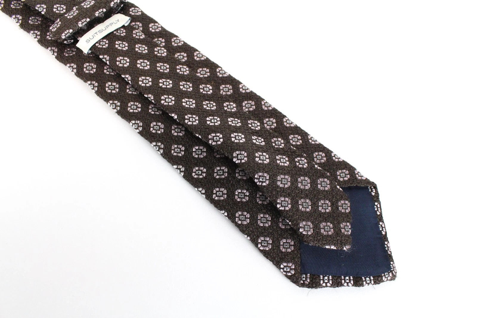 SUITSUPPLY Men's Tie 150x8 Brown Pure Silk Classic Patterned Pointed-End