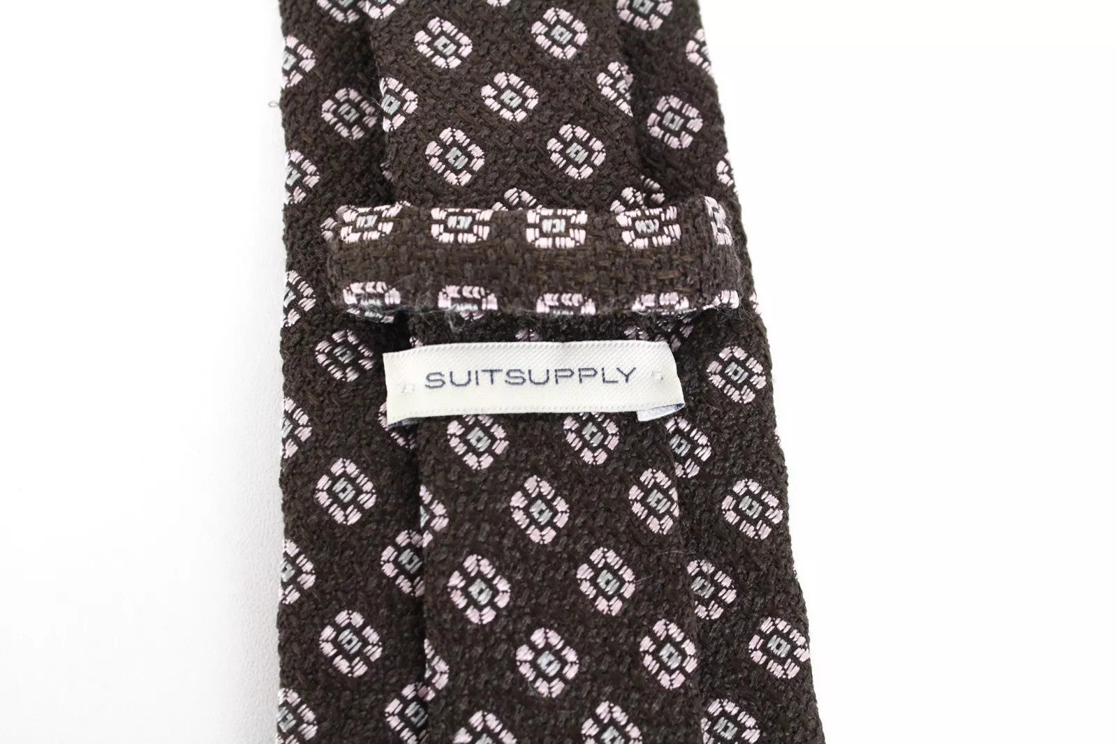 SUITSUPPLY Men's Tie 150x8 Brown Pure Silk Classic Patterned Pointed-End