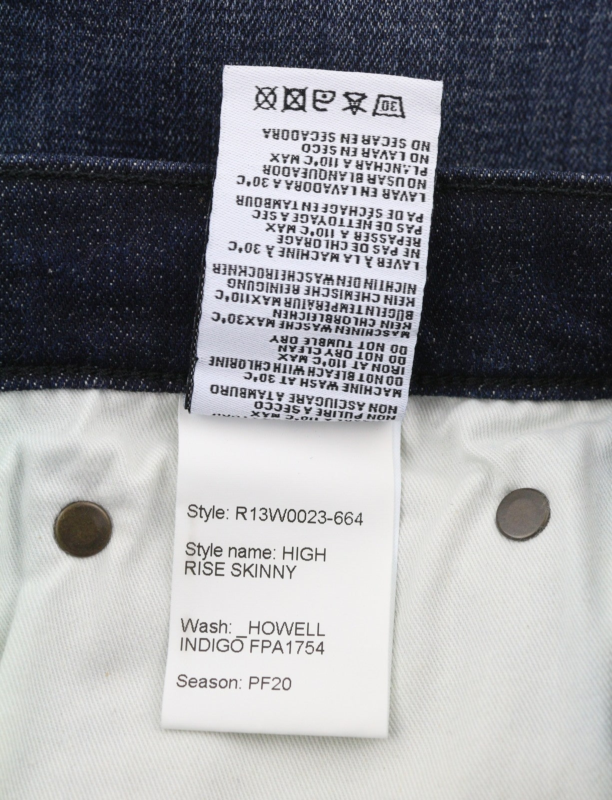 R13 High Rise Skinny Women Jeans 27 Howell Indigo Faded Washed Blue RRP475