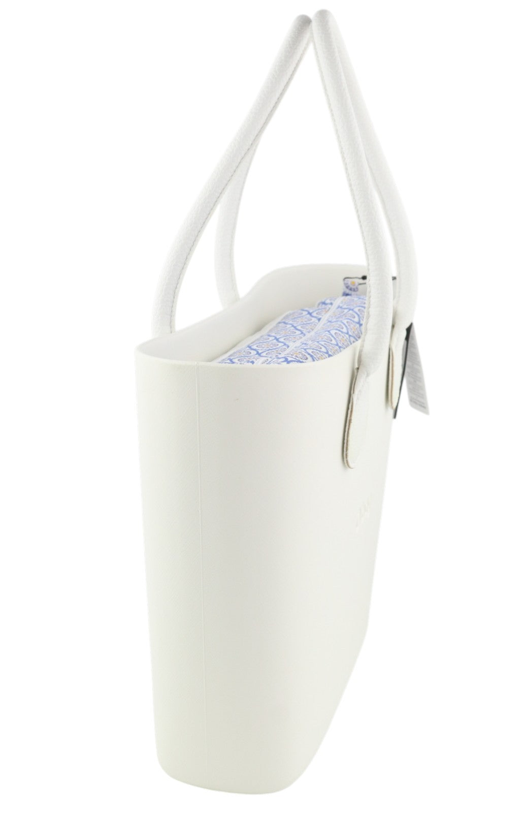 O BAG Urban Women Bag OS White Dual Handles Patterned Liner Trapeze Tote