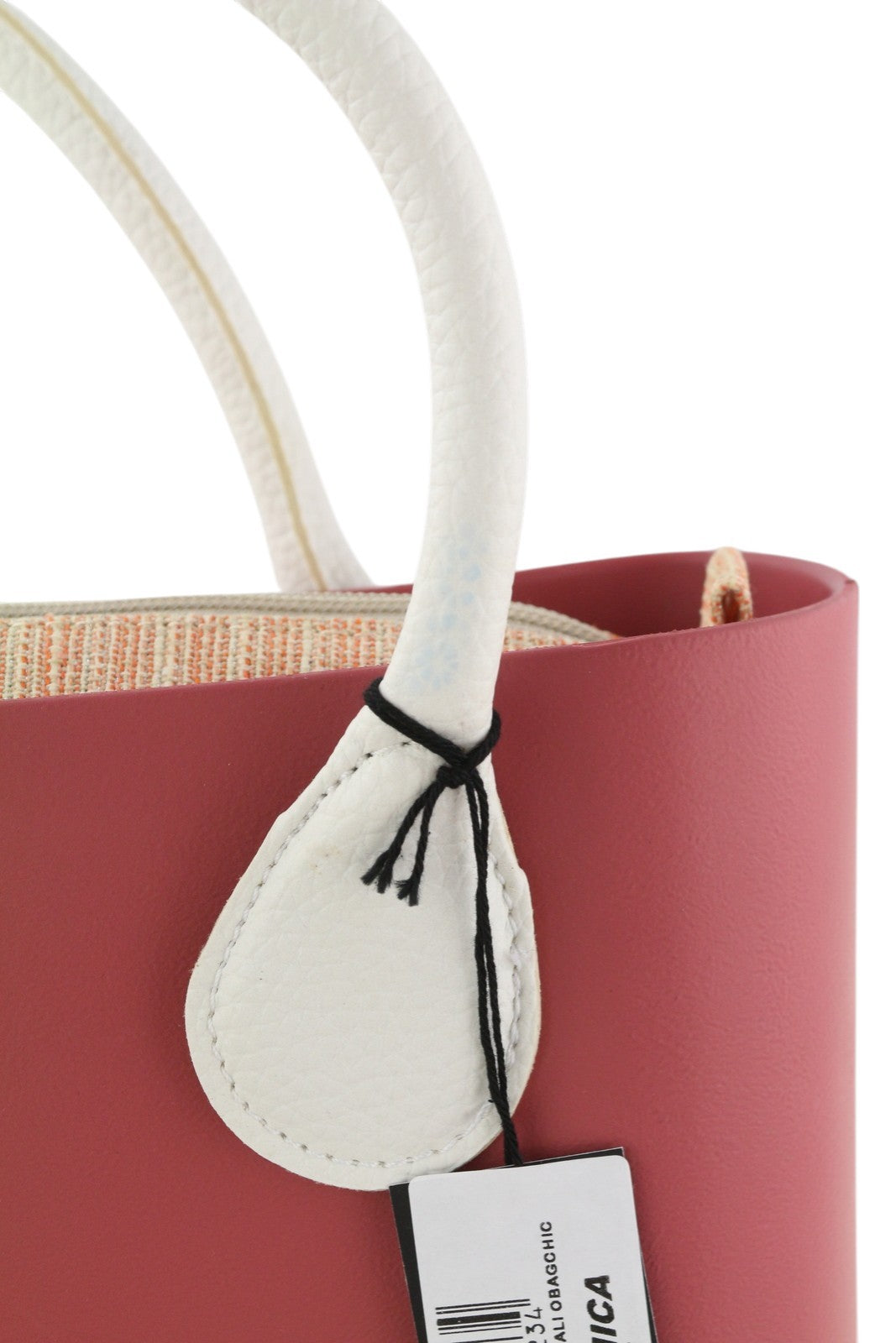 O BAG Chic Women Bag OS Pink Dual Handles Inner Pouch Mini Square Tote Logo