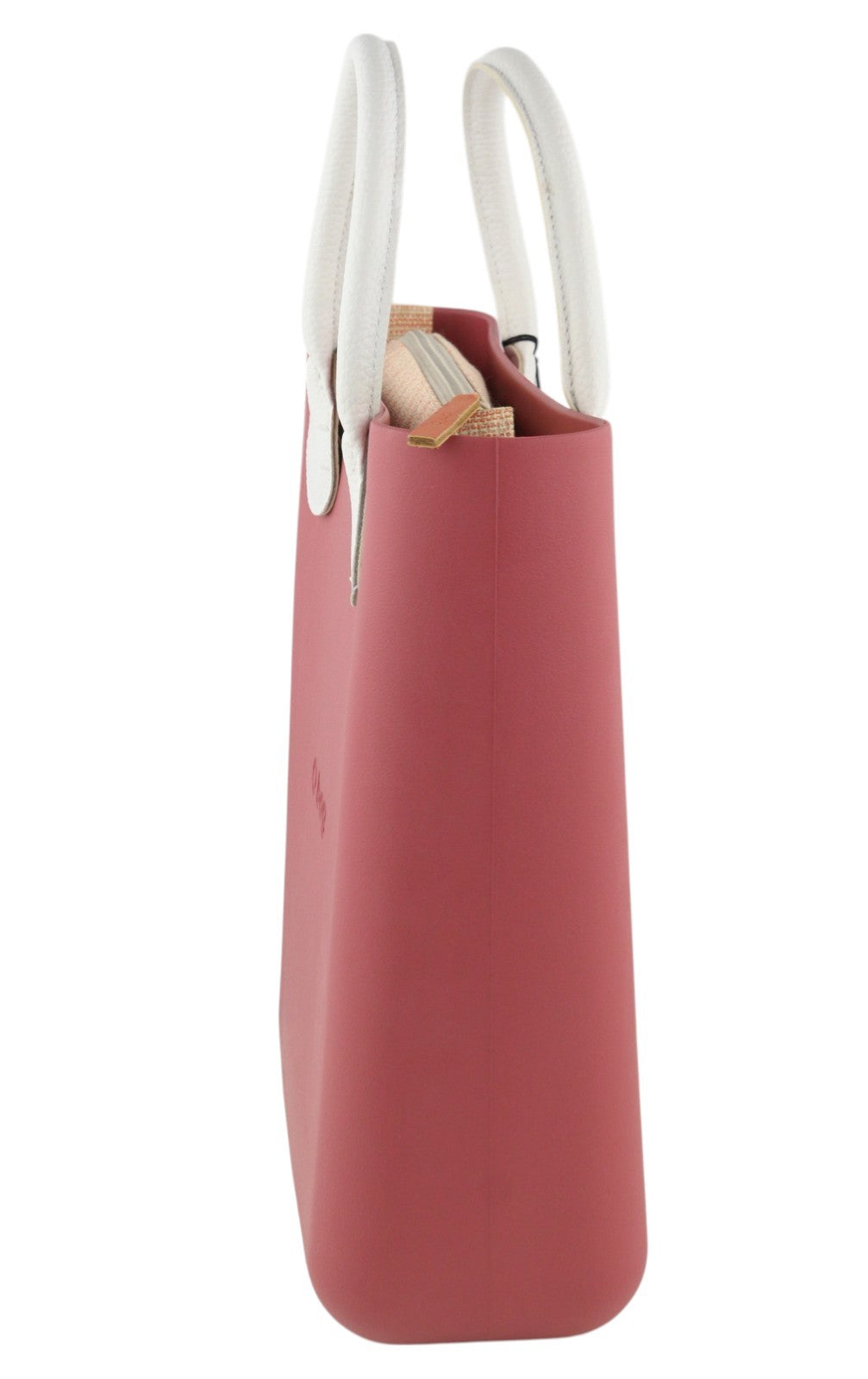 O BAG Chic Women Bag OS Pink Dual Handles Inner Pouch Mini Square Tote Logo