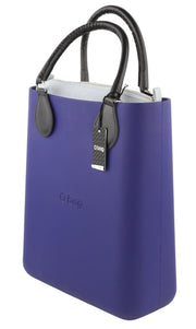 O BAG Chic Women Bag OS Blue Twin Handles Inner Pouch Mini Square Tote Logo