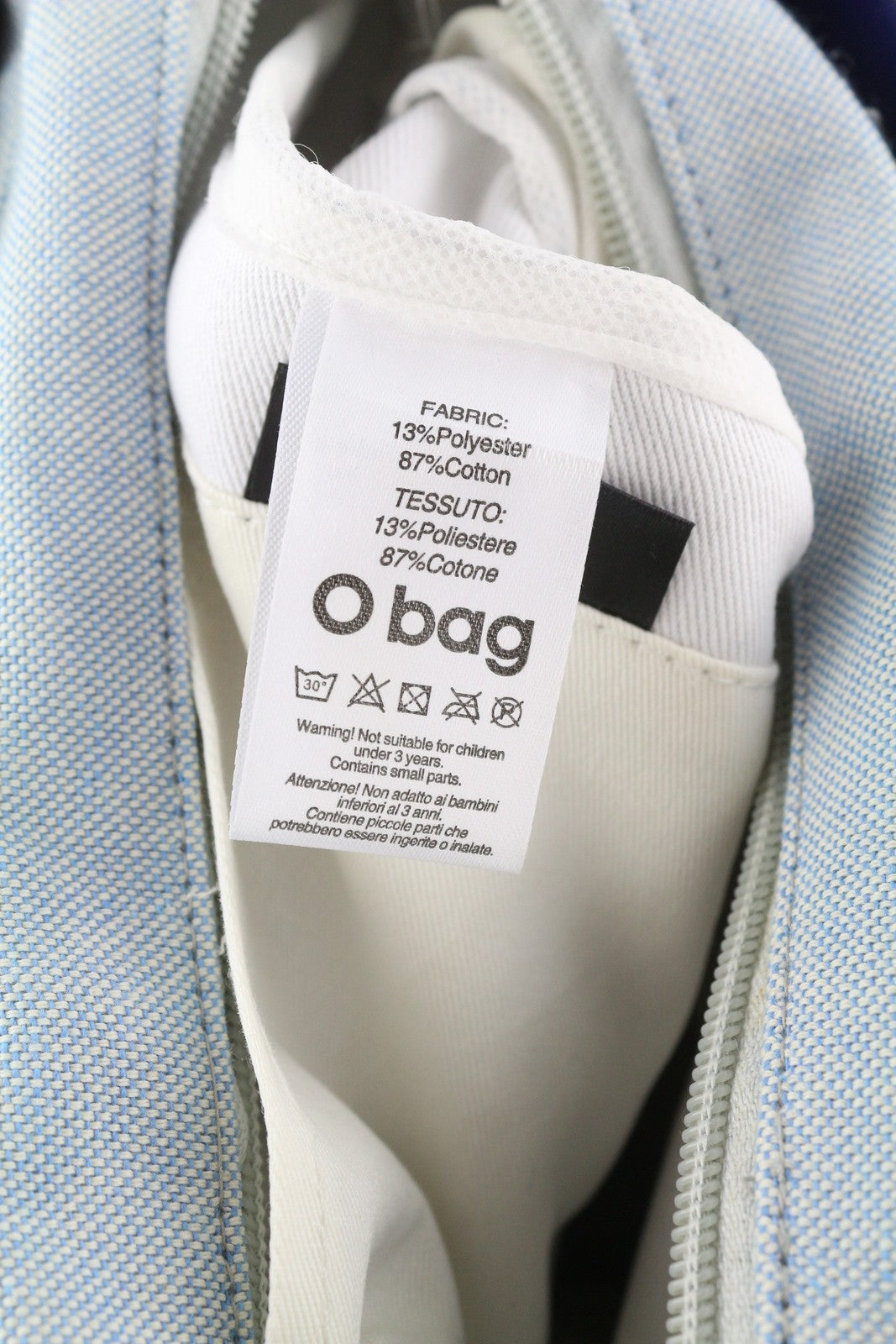 O BAG Chic Women Bag OS Blue Twin Handles Inner Pouch Mini Square Tote Logo