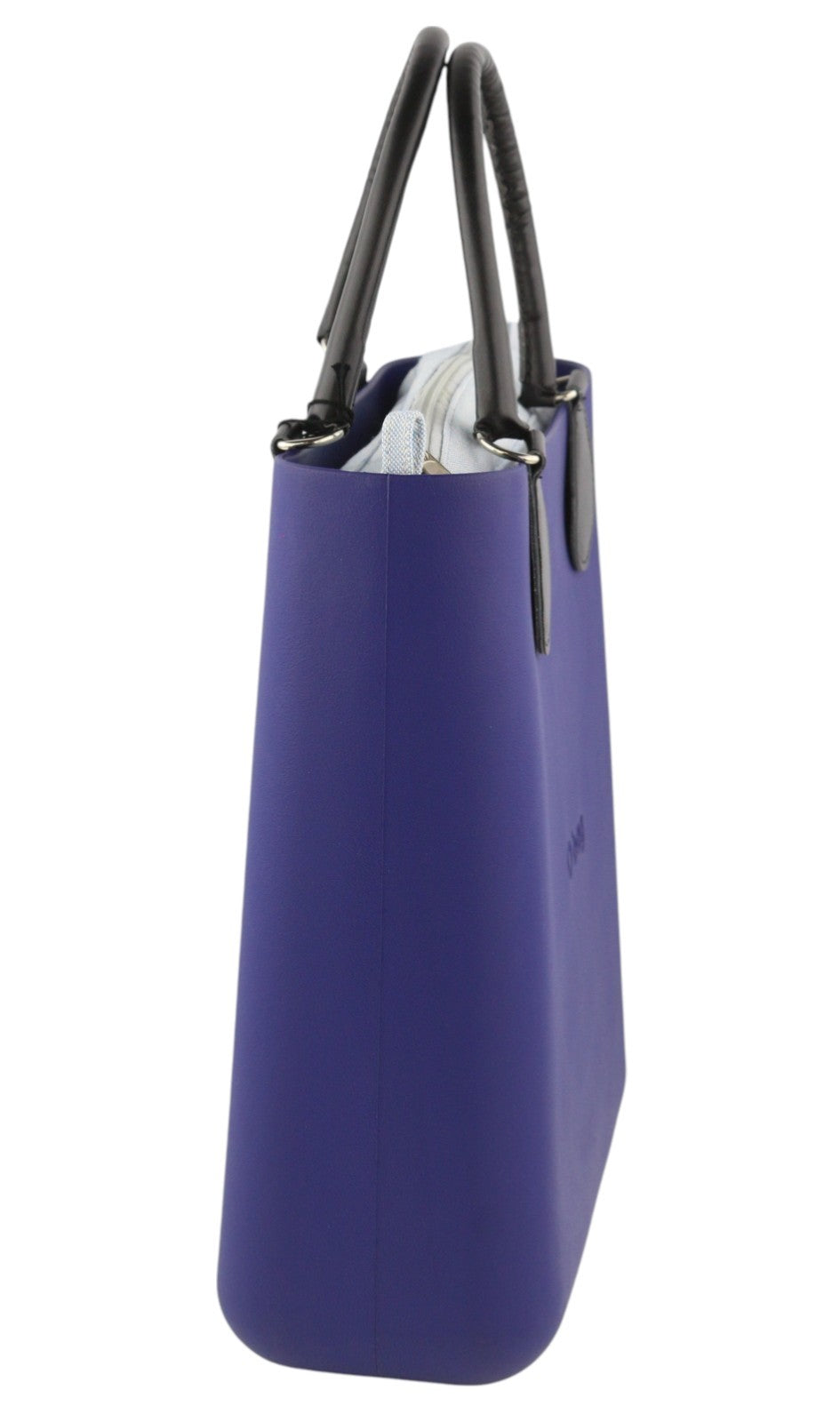 O BAG Chic Women Bag OS Blue Twin Handles Inner Pouch Mini Square Tote Logo