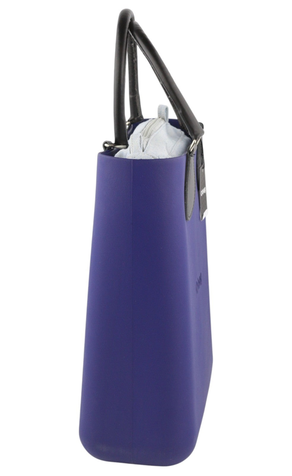 O BAG Chic Women Bag OS Blue Twin Handles Inner Pouch Mini Square Tote Logo