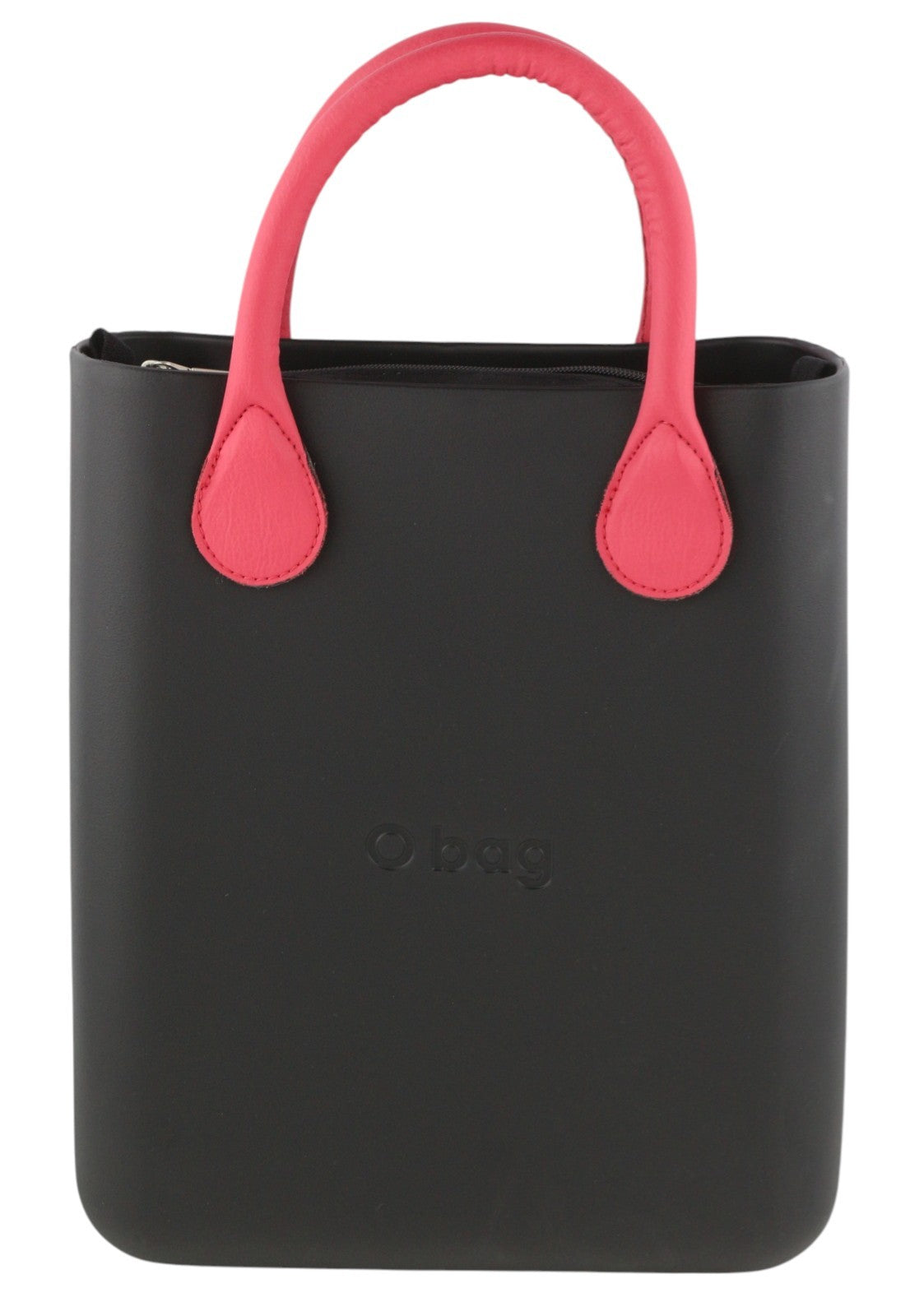 O BAG Chic Women Bag OS Black Dual Handles Inner Pouch Mini Square Tote Logo