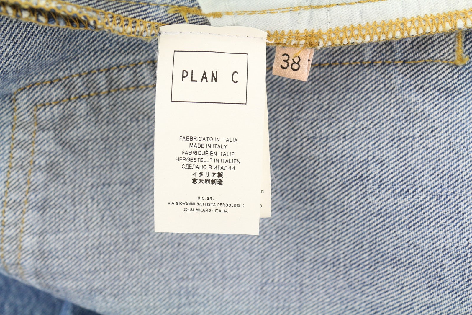 PLAN C Women Jeans 38 Blue Ankle Length Mid Rise Straight Button Fly RRP440