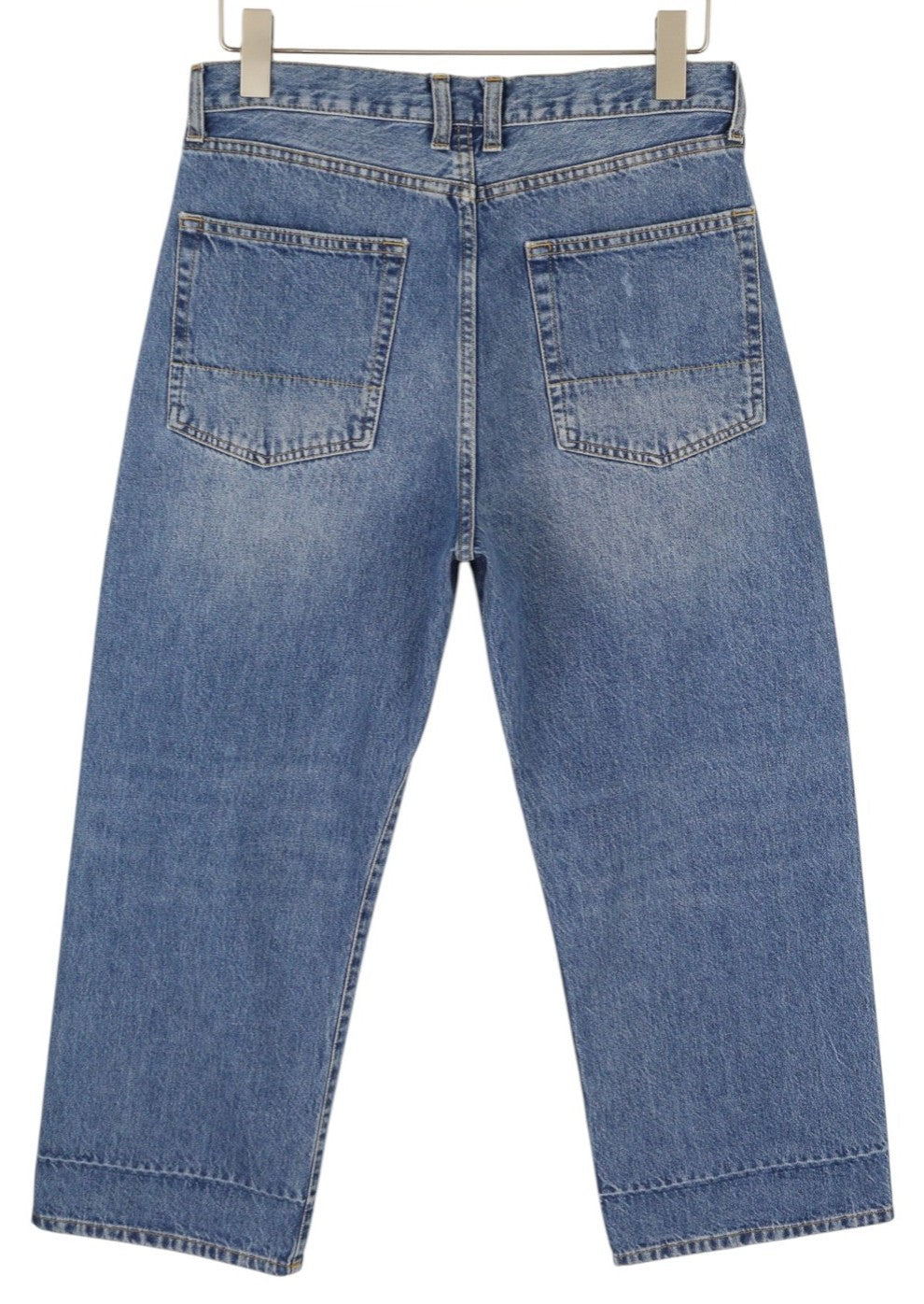 PLAN C Women Jeans 42 Blue Ankle Length Mid Rise Straight Button Fly RRP440