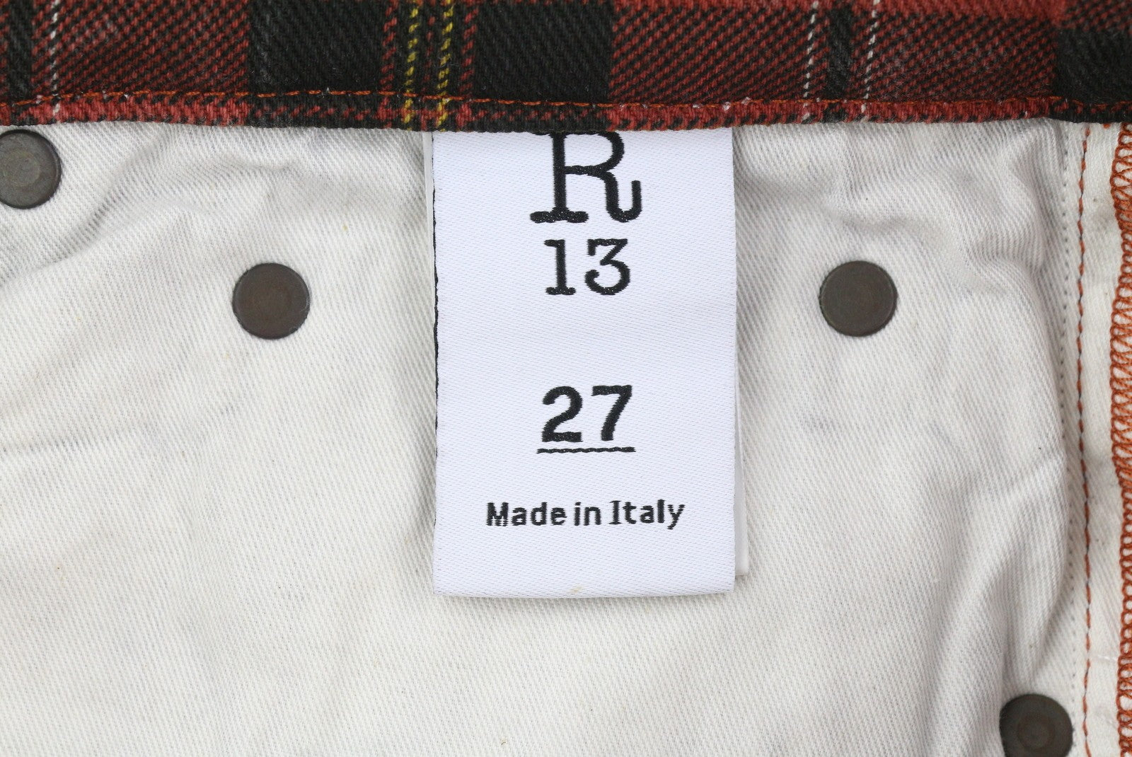 R13 Tailored Drop Women Trousers 27 Ash Red Plaid Ankle Length Relaxed RRP710