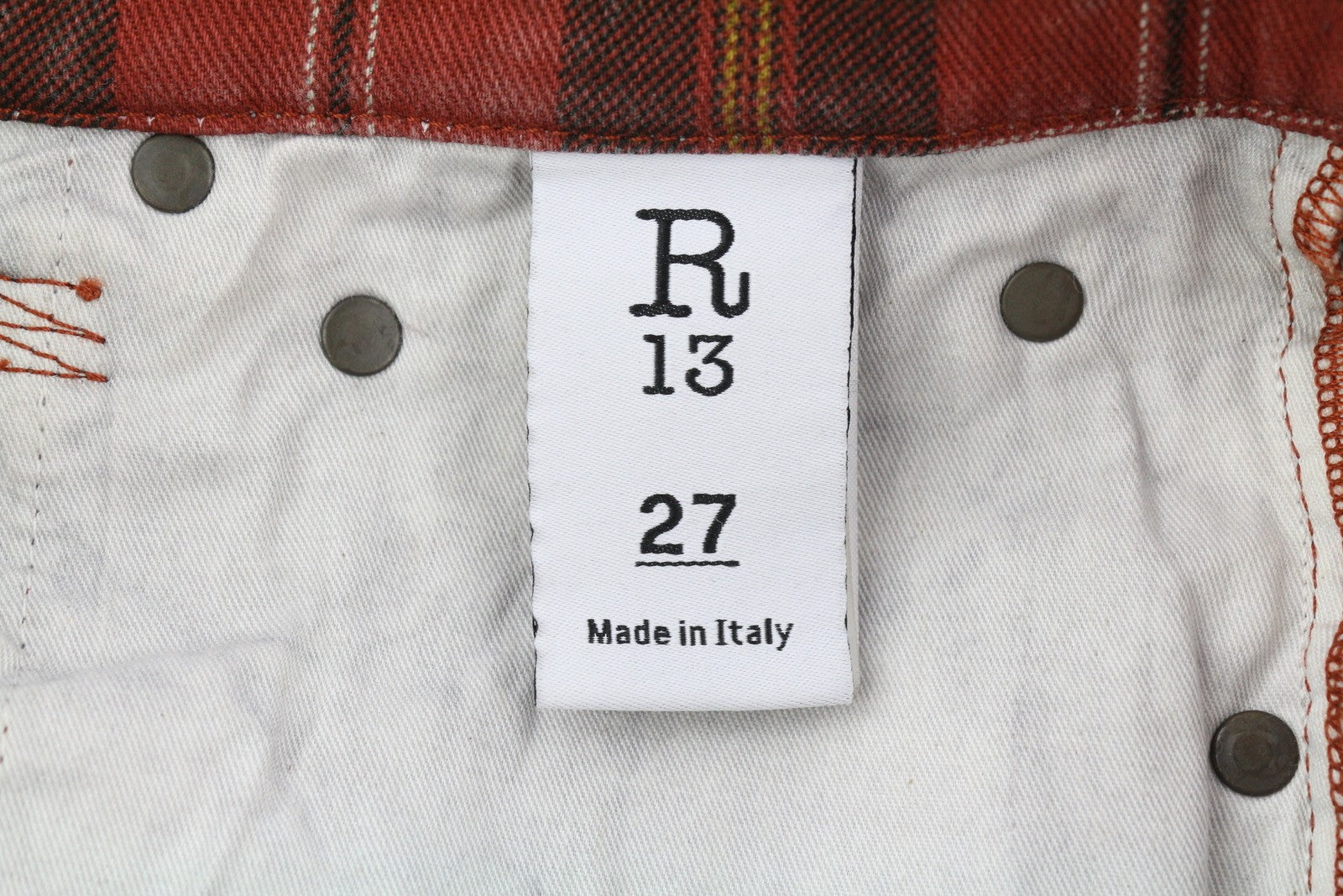 R13 Tailored Drop Women Trousers 27 Ash Red Plaid Ankle Relaxed Cut RRP710