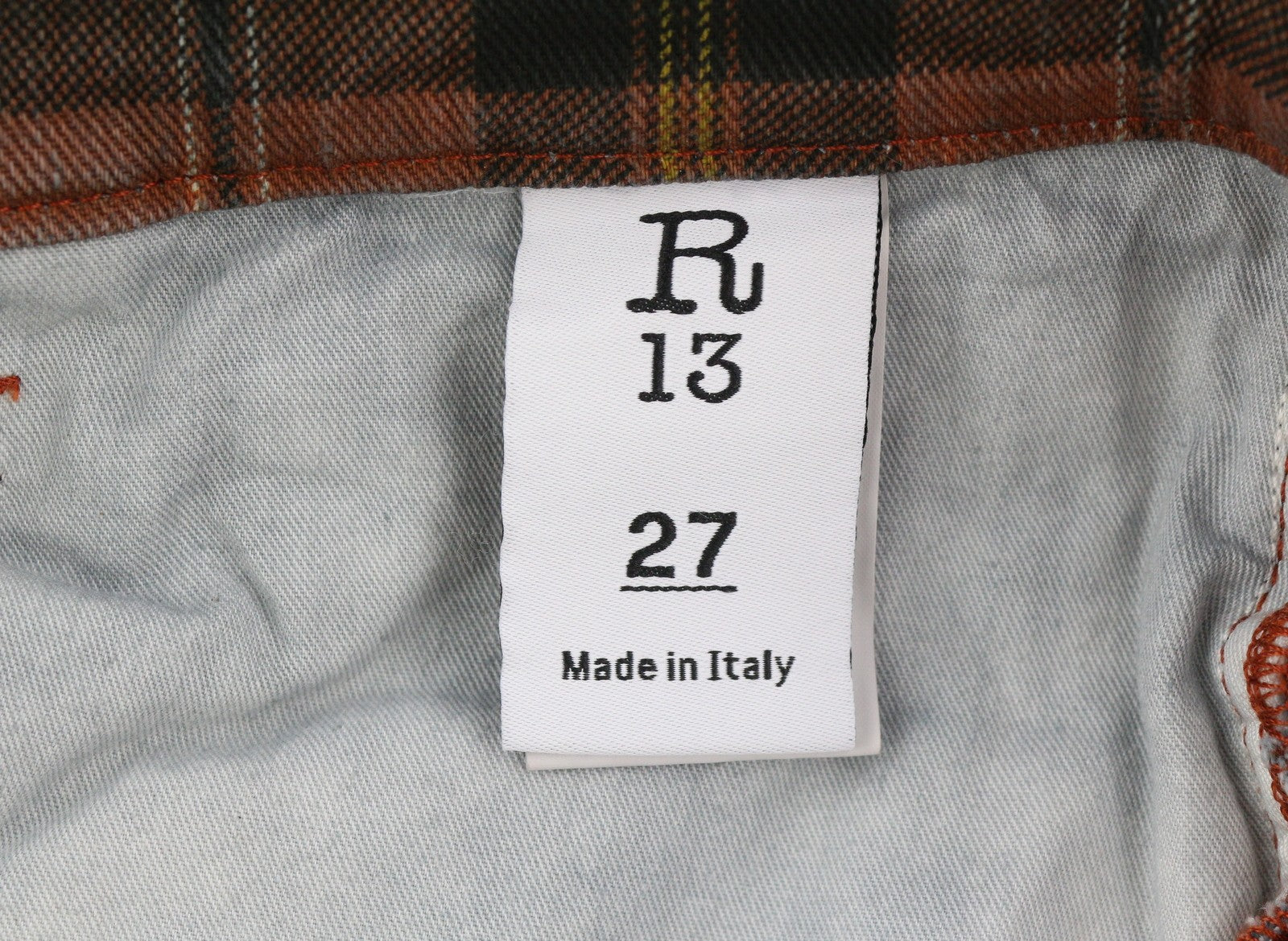 R13 Tailored Drop Women Trousers 27 Ash Red Plaid Cropped Ankle Relaxed Fit