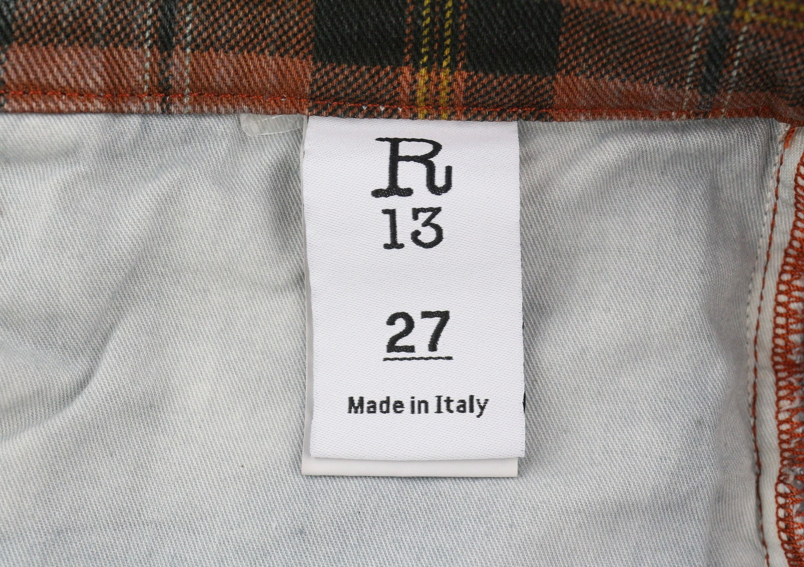 R13 Tailored Drop Women Trousers 27 Ash Red Plaid Cropped Ankle Check Finish