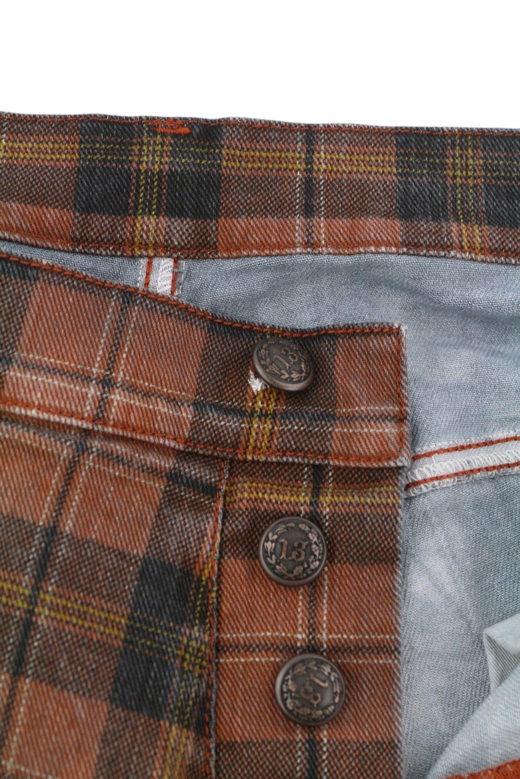 R13 Tailored Drop Women Trousers 27 Ash Red Plaid Cropped Ankle Check Finish