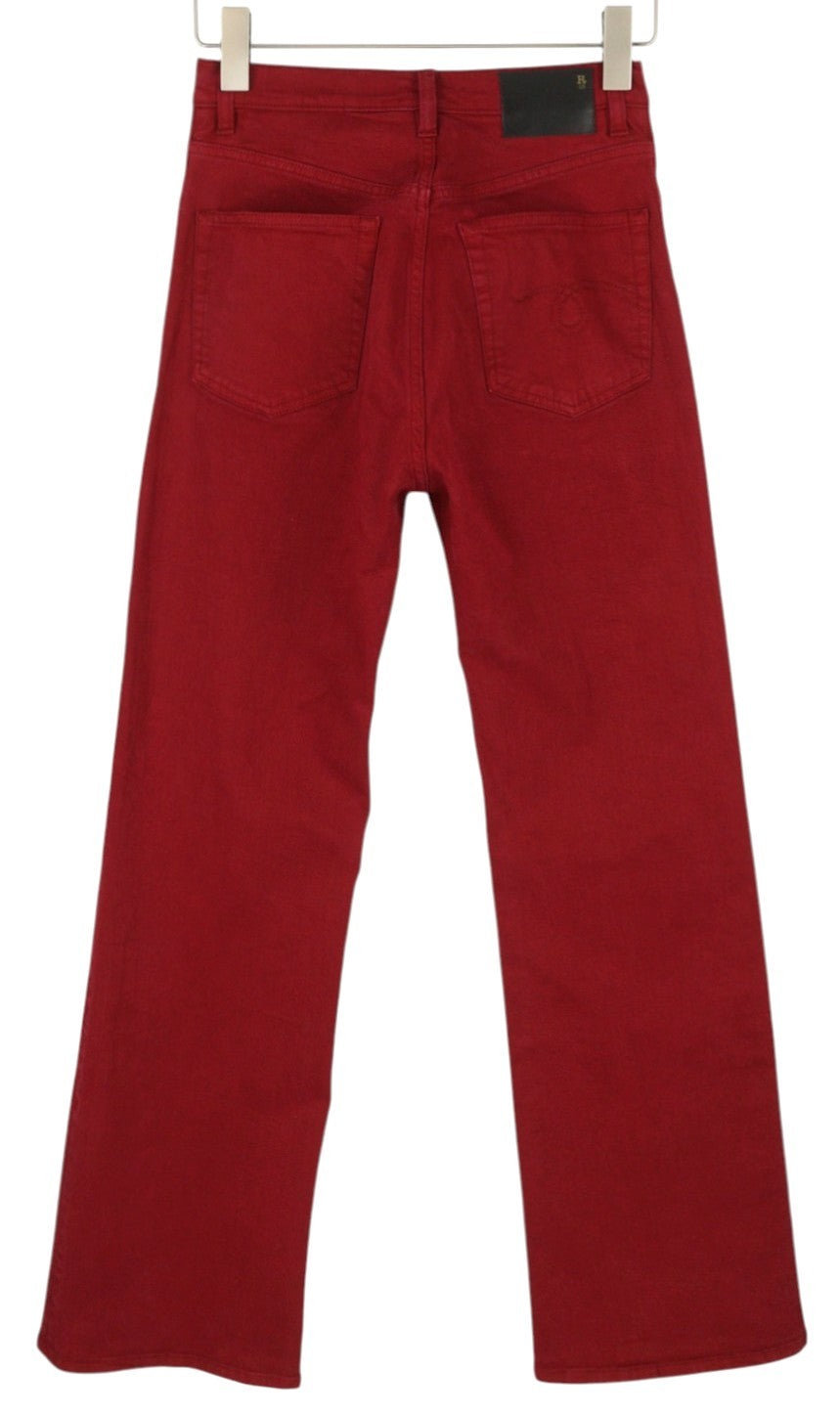 R13 Jane Women Trousers 27 Vivid Red Stretch Slim Straight Fitted RRP595