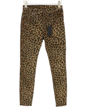 R13 High Rise Skinny Women Trousers W29 Leopard Corduroy Brown Zip Fly