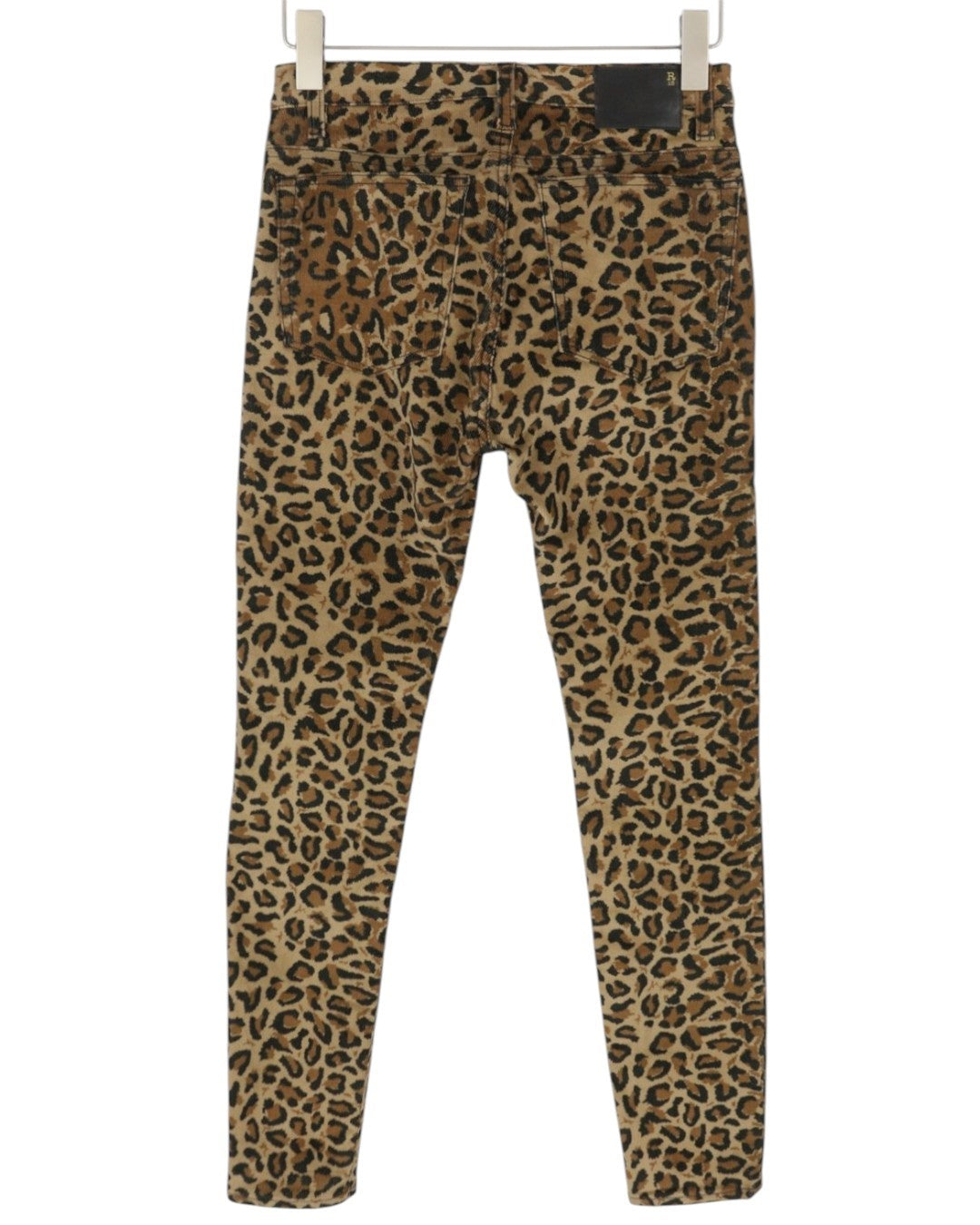 R13 High Rise Skinny Women Trousers W29 Leopard Corduroy Brown Zip Fly