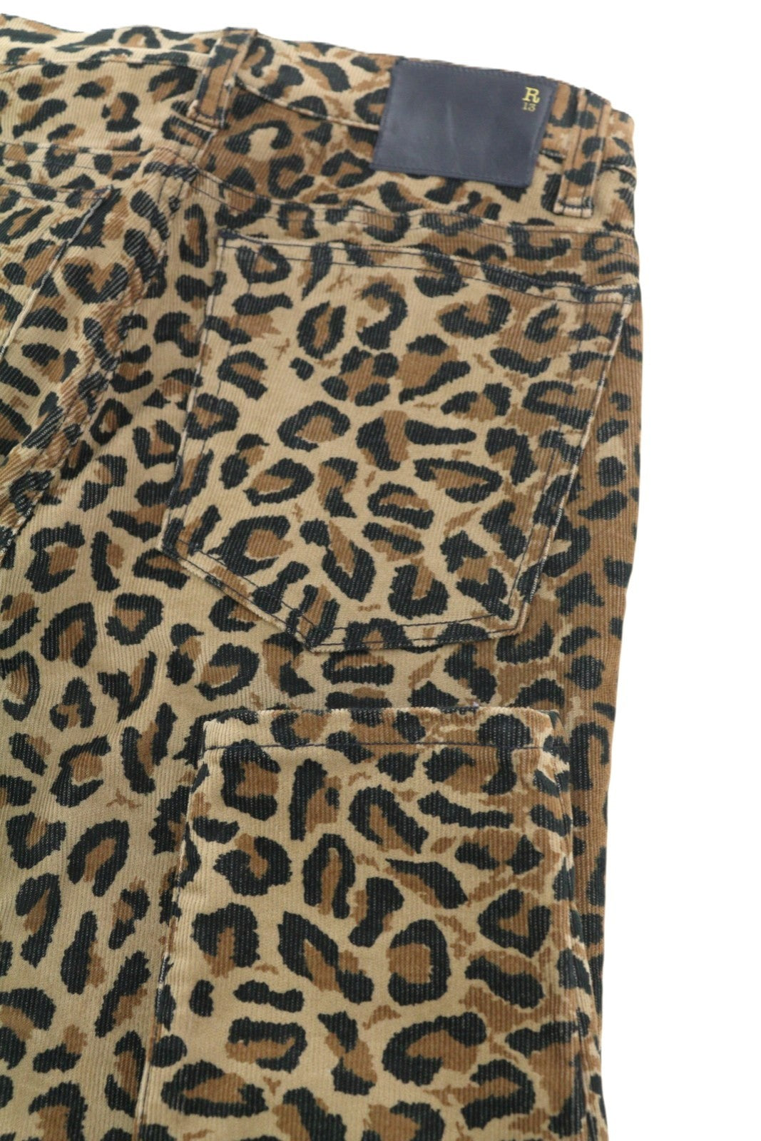 R13 High Rise Skinny Women Trousers W29 Leopard Corduroy Brown Zip Fly