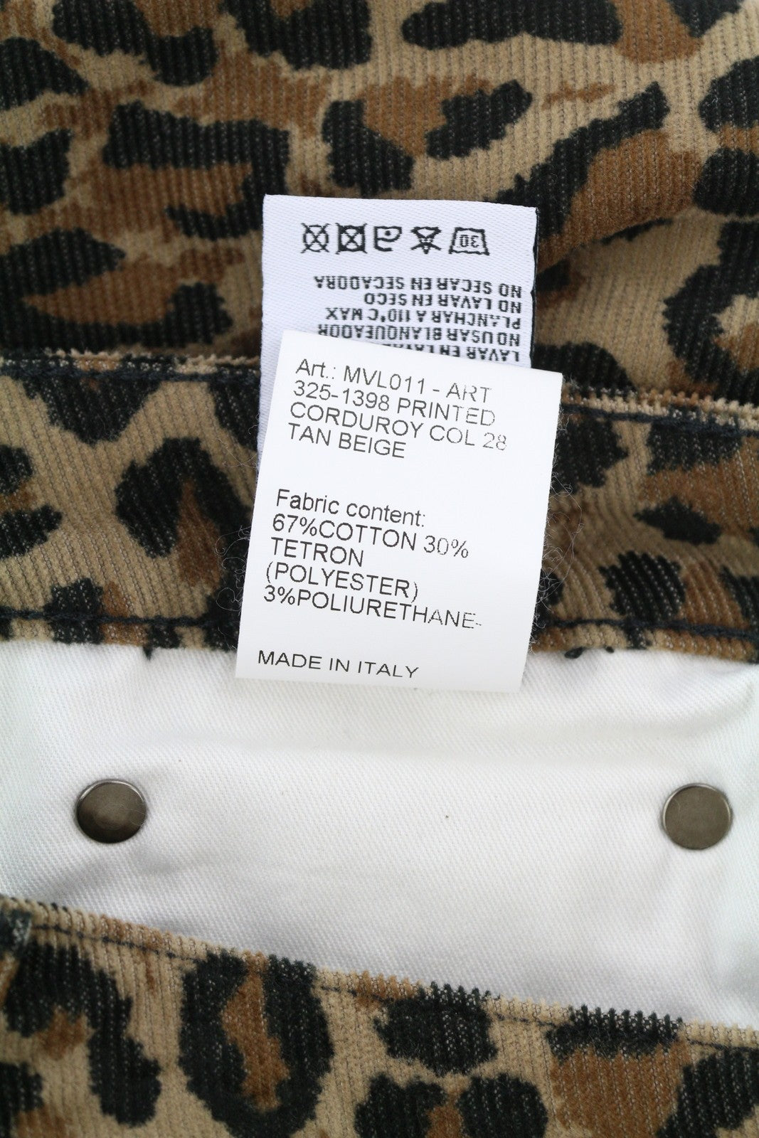 R13 Alison Skinny Women Trousers 27 Tan Leopard Corduroy Cropped Brown