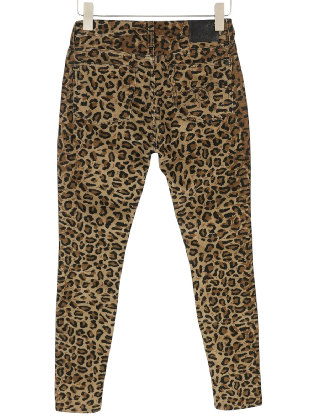 R13 Alison Skinny Women Trousers 27 Tan Leopard Corduroy Cropped Brown