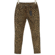 R13 Alison Skinny Women Trousers 27 Tan Leopard High Rise Corduroy Brown