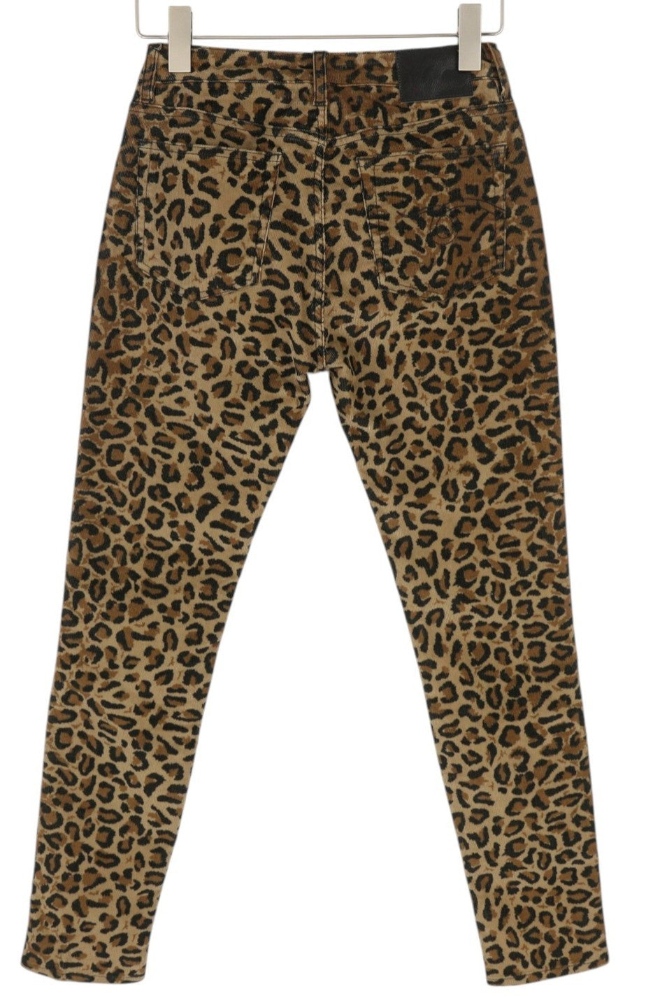 R13 Alison Skinny Women Trousers 27 Tan Leopard High Rise Corduroy Brown