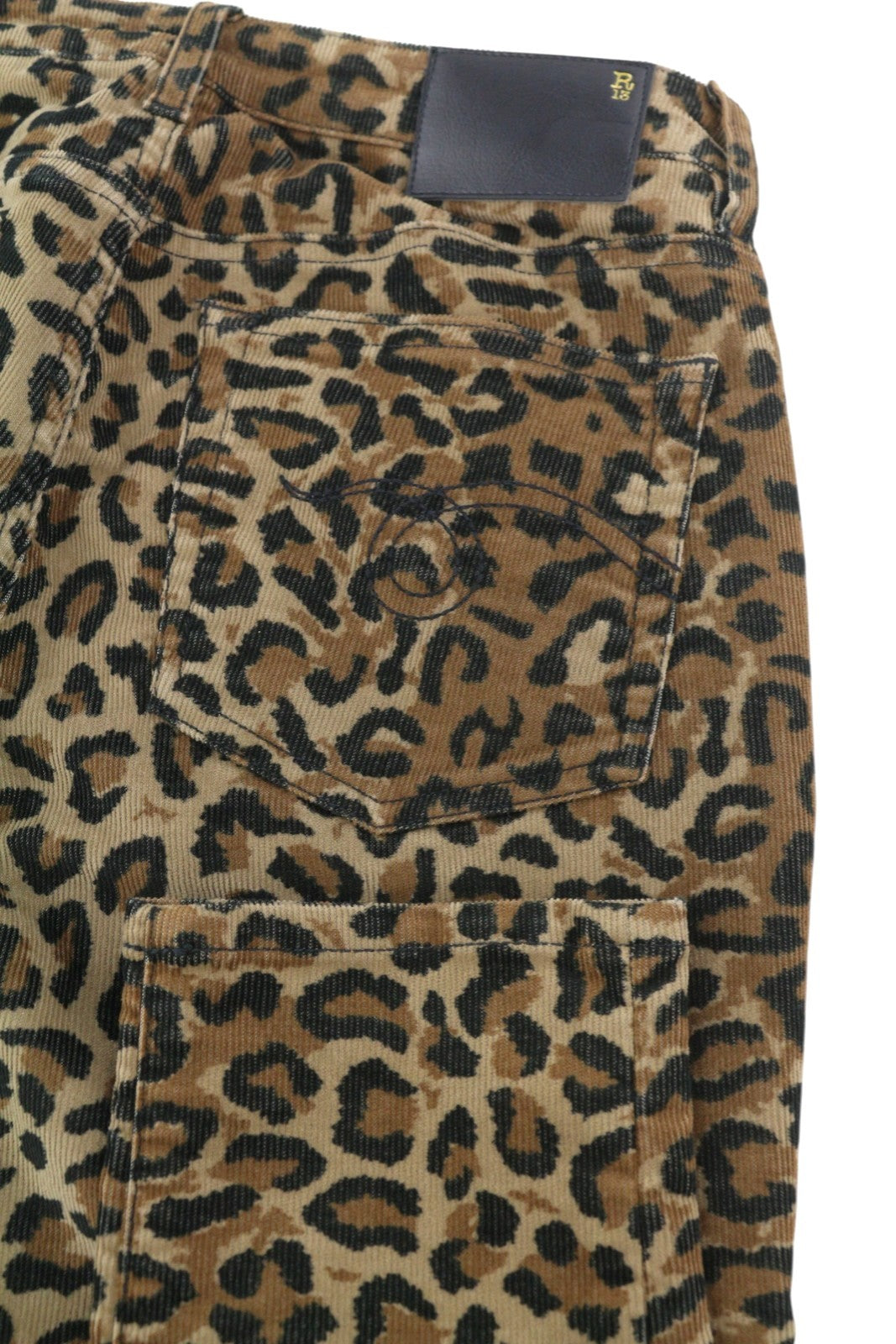 R13 Alison Skinny Women Trousers 27 Tan Leopard High Rise Corduroy Brown