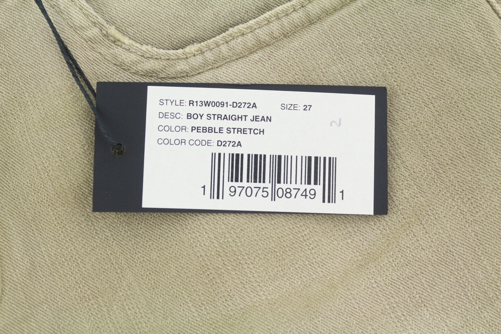 R13 Boy Straight Women Jeans 27 Pebble Stretch Cropped Ankle Denim RRP695