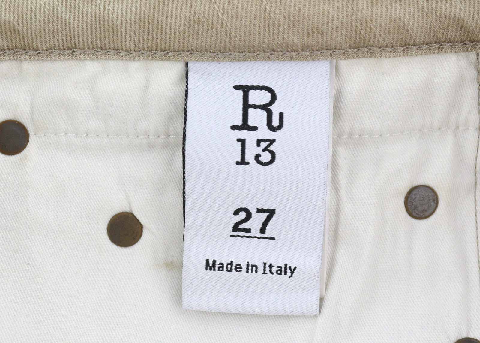 R13 Boy Straight Women Jeans 27 Sand Stretch Cropped Ankle Faded Brown RRP549