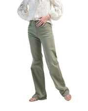 R13 Jane Women Jeans 27 Olive Green Stretch High Rise Faded Straight RRP549