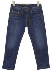 R13 Boy Straight Women Jeans 27 Howell Indigo Uneven Hem Faded Ankle