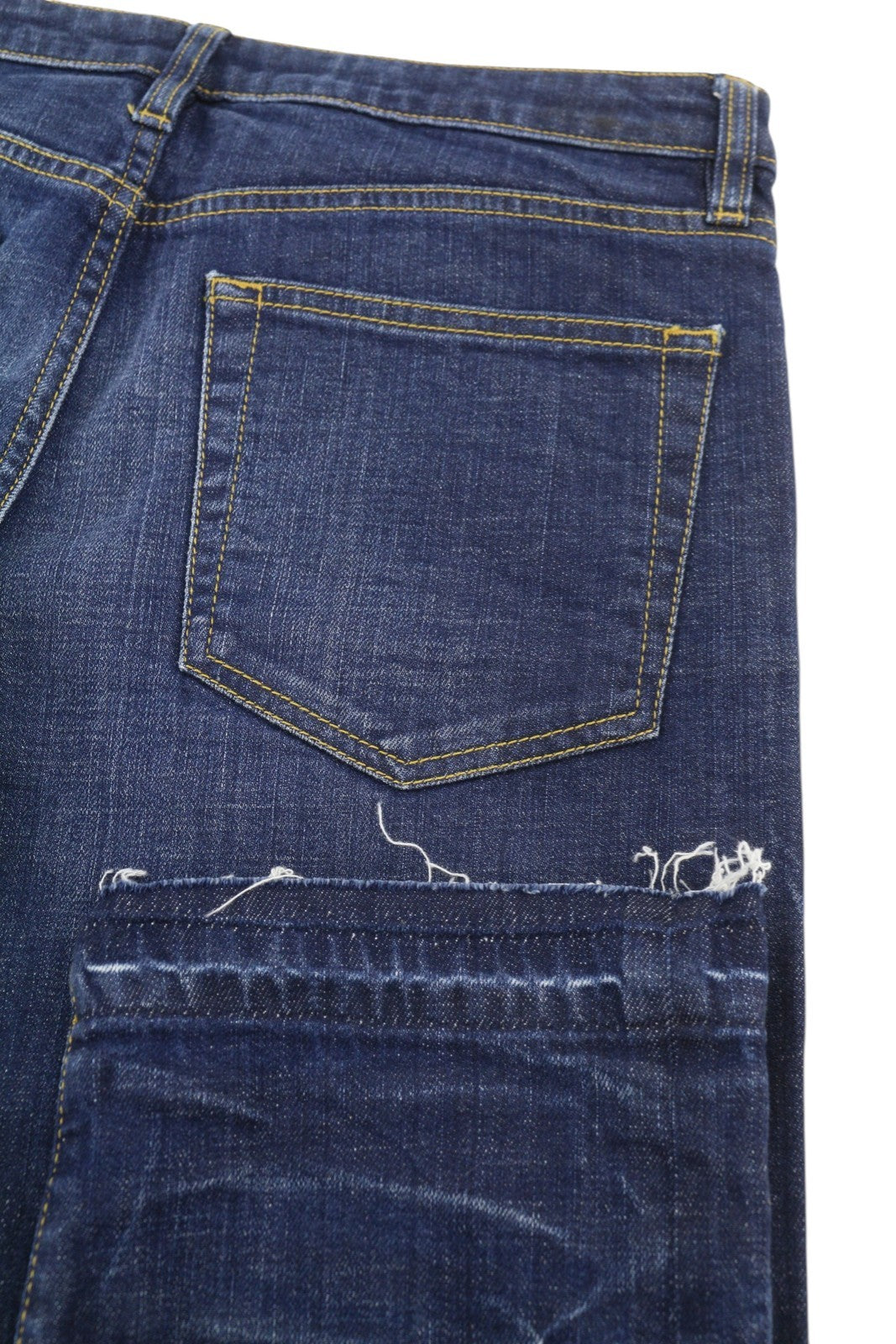 R13 Boy Straight Women Jeans 27 Howell Indigo Uneven Hem Faded Ankle