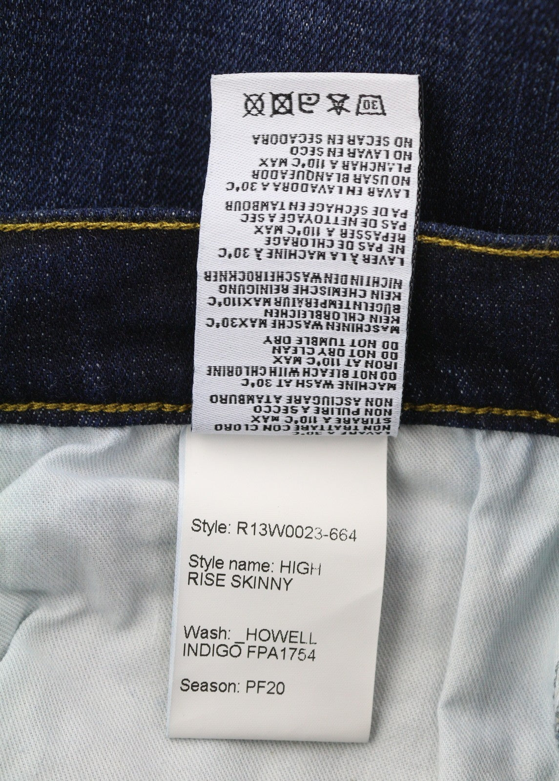 R13 High Rise Skinny Women Jeans 27 Howell Indigo Washed Faded Denim RRP475