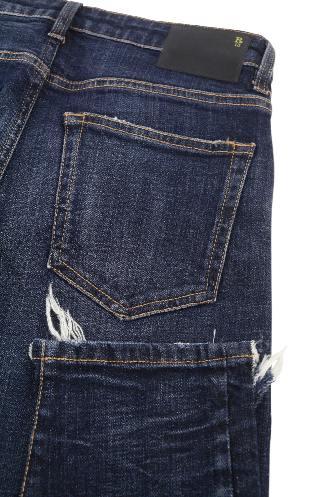 R13 Biker Boy Women Jeans 27 Howell Indigo Cropped Ankle Skinny Faded Blue