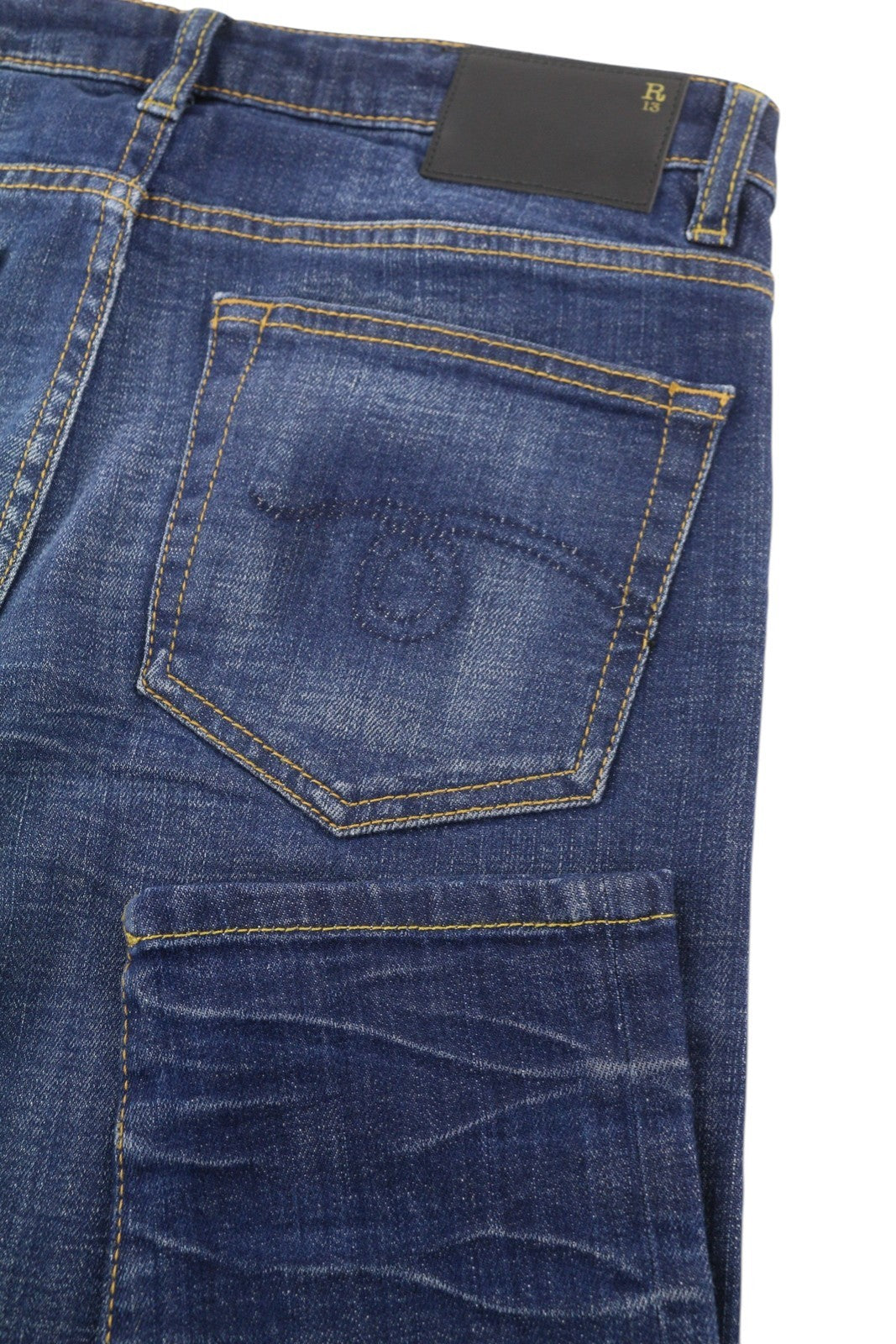 R13 Biker Boy Women Jeans 26 Howell Indigo Cropped Ankle Skinny Faded Blue