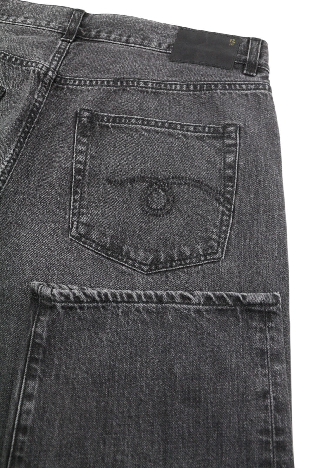 R13 Boyfriend Women Jeans 30 Wilson Black Faded Cropped Ankle Relaxed Denim