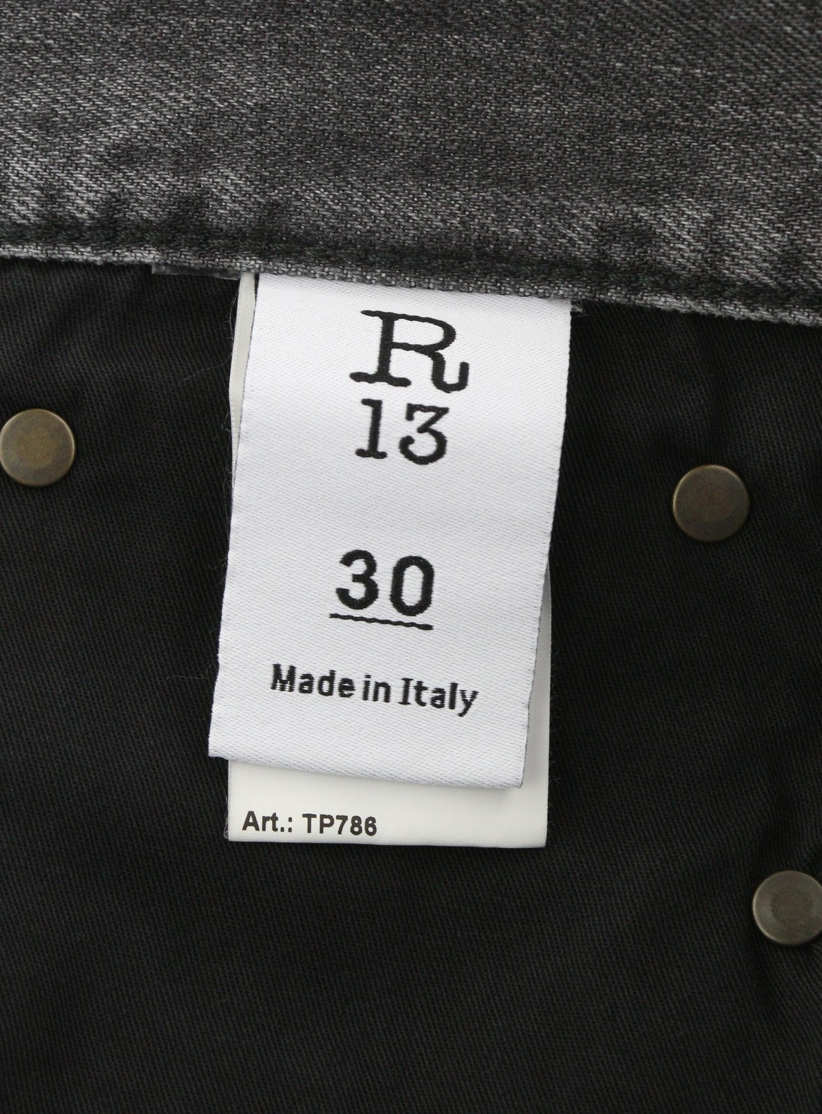 R13 Boyfriend Women Jeans 30 Wilson Black Faded Cropped Ankle Relaxed Denim