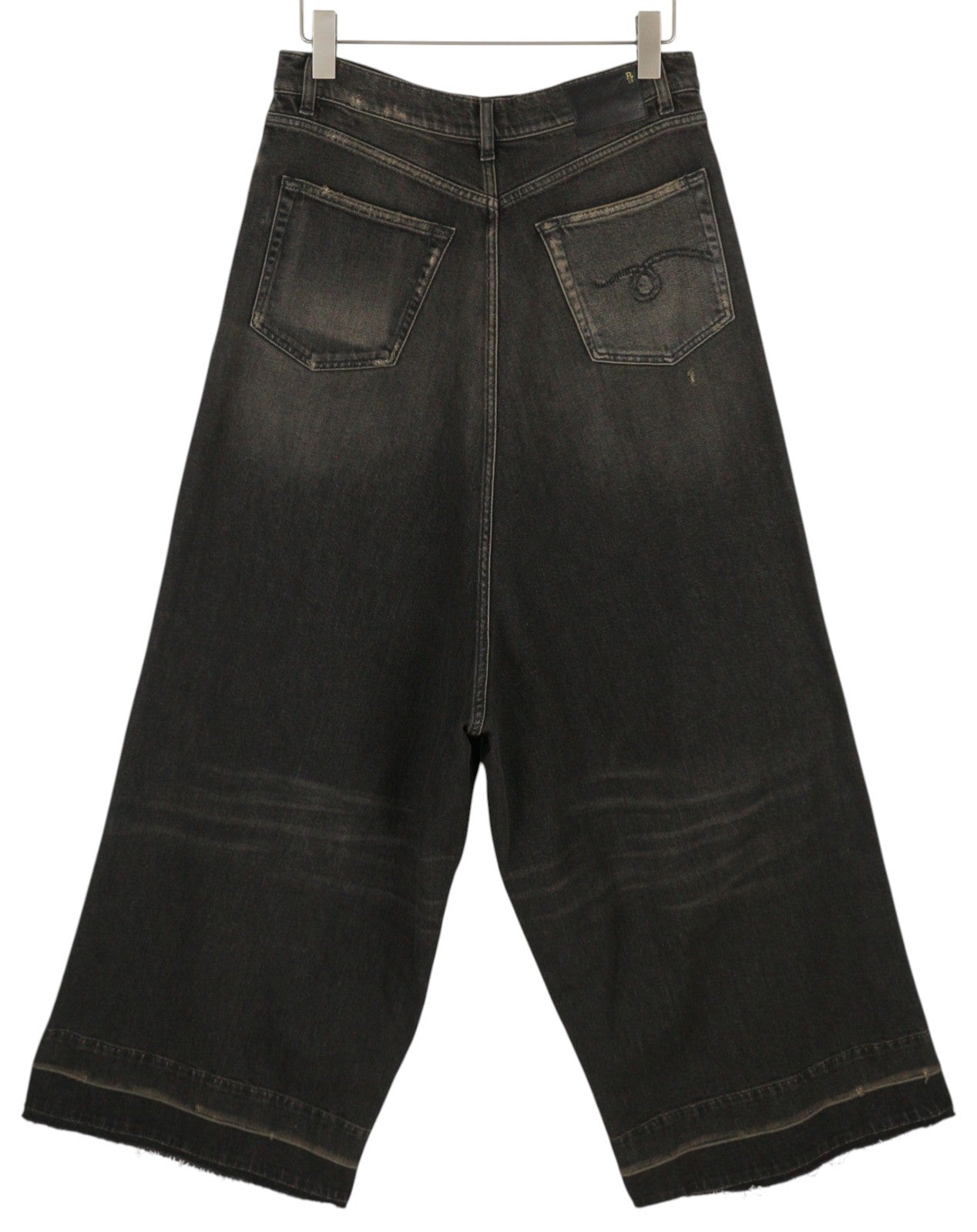 R13 Jesse Women Jeans 27 Abbey Black Faded Loose Straight Distressed RRP725