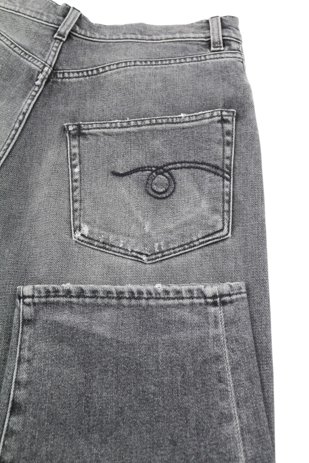 R13 Jennie Tapered Women Jeans 27 Vintage Grey Washed Ripped Distress RRP540