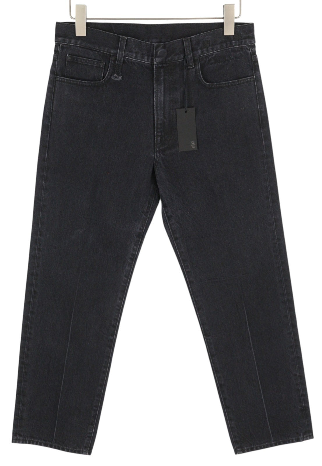 R13 Slim BF Women Jeans 27 Onyx Black Cropped Ankle Zip Fly Dark Denim
