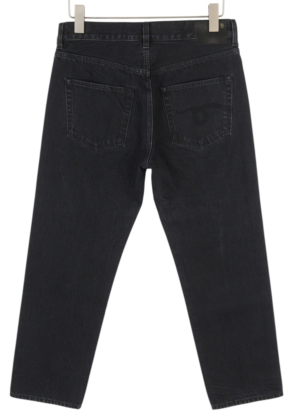 R13 Slim BF Women Jeans 27 Onyx Black Cropped Ankle Zip Fly Dark Denim