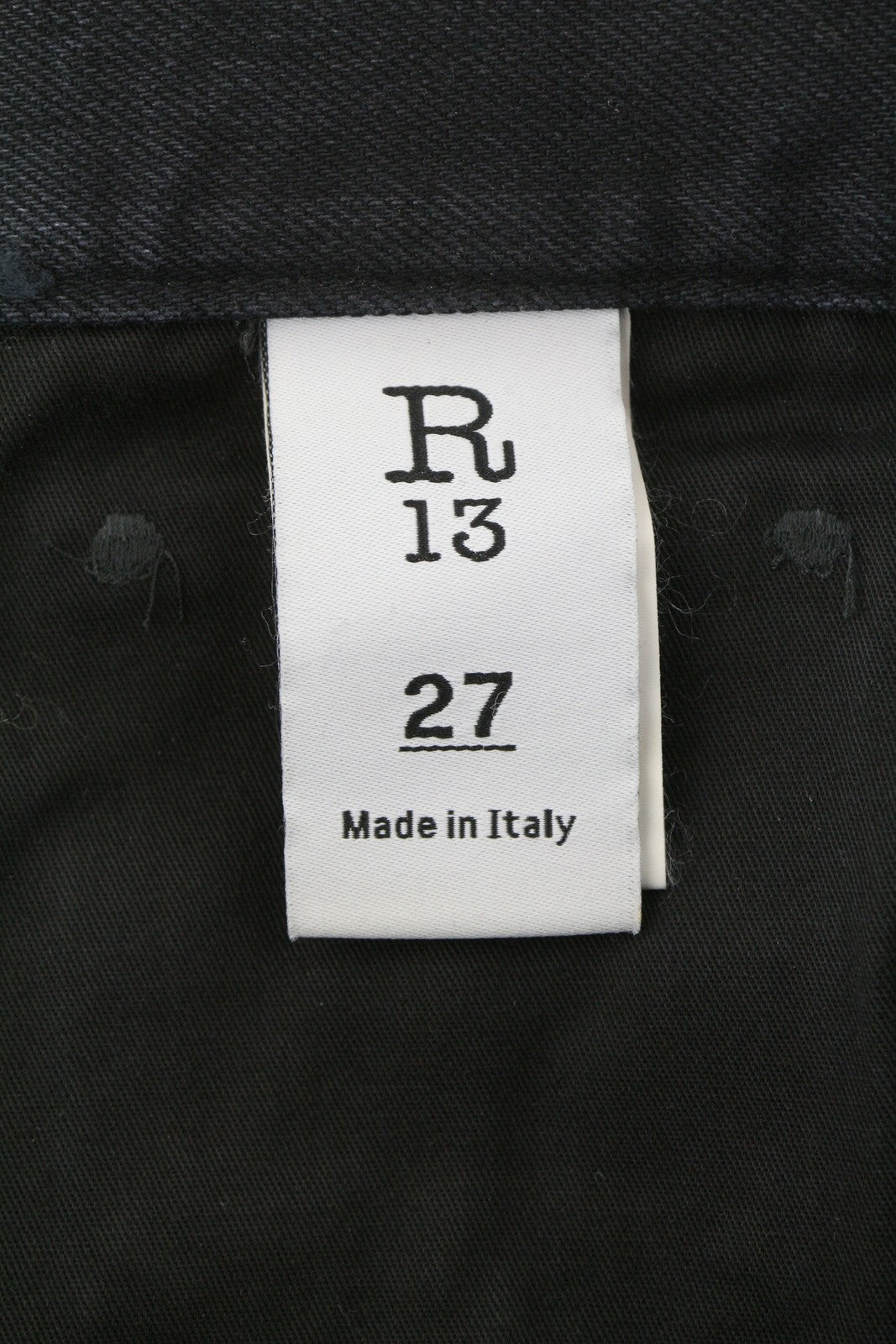 R13 Slim BF Women Jeans 27 Onyx Black Cropped Ankle Zip Fly Dark Denim