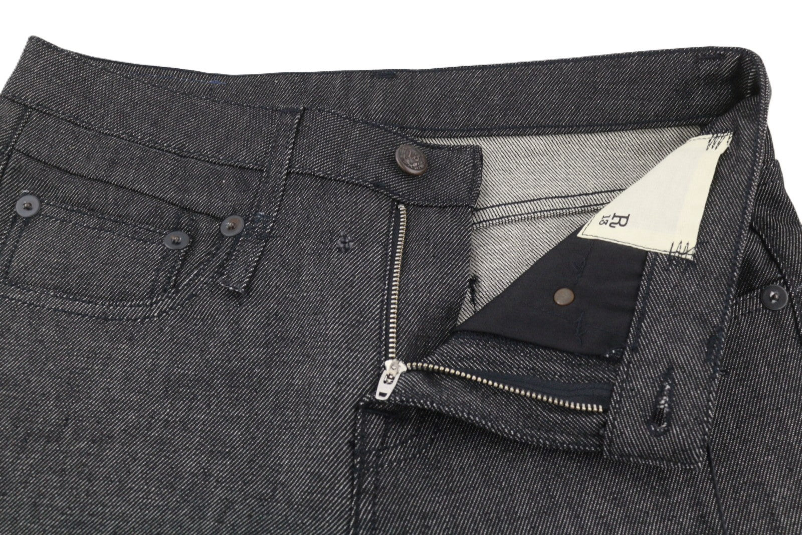 R13 Boy Straight Women Jeans 26 Vintage Grey Dark Denim Zip Fly Casual Pockets