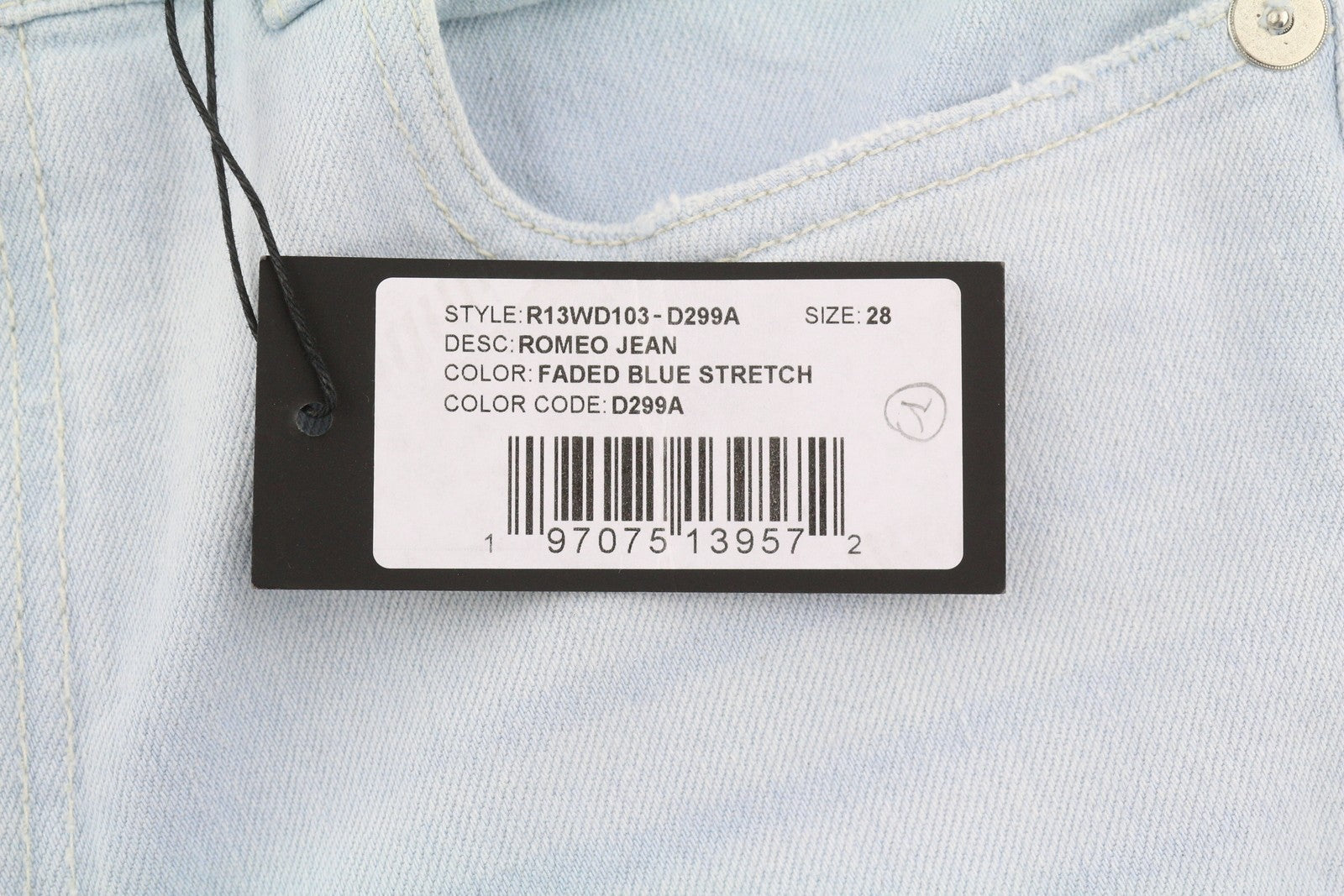 R13 Romeo Women Jeans 28 Faded Blue Stretch Cropped Ankle Zip Fly Denim