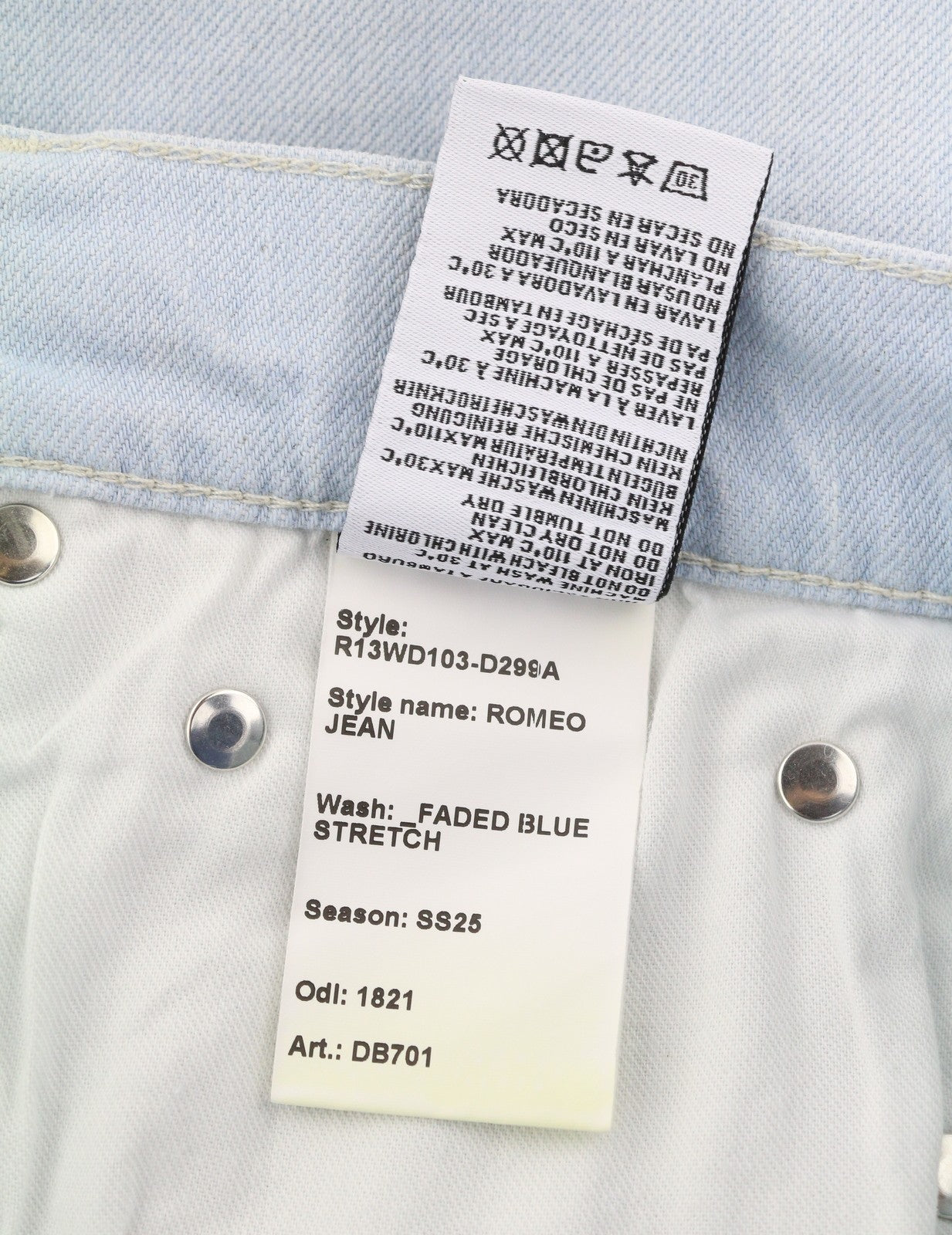 R13 Romeo Women Jeans 28 Faded Blue Stretch Cropped Ankle Zip Fly Denim