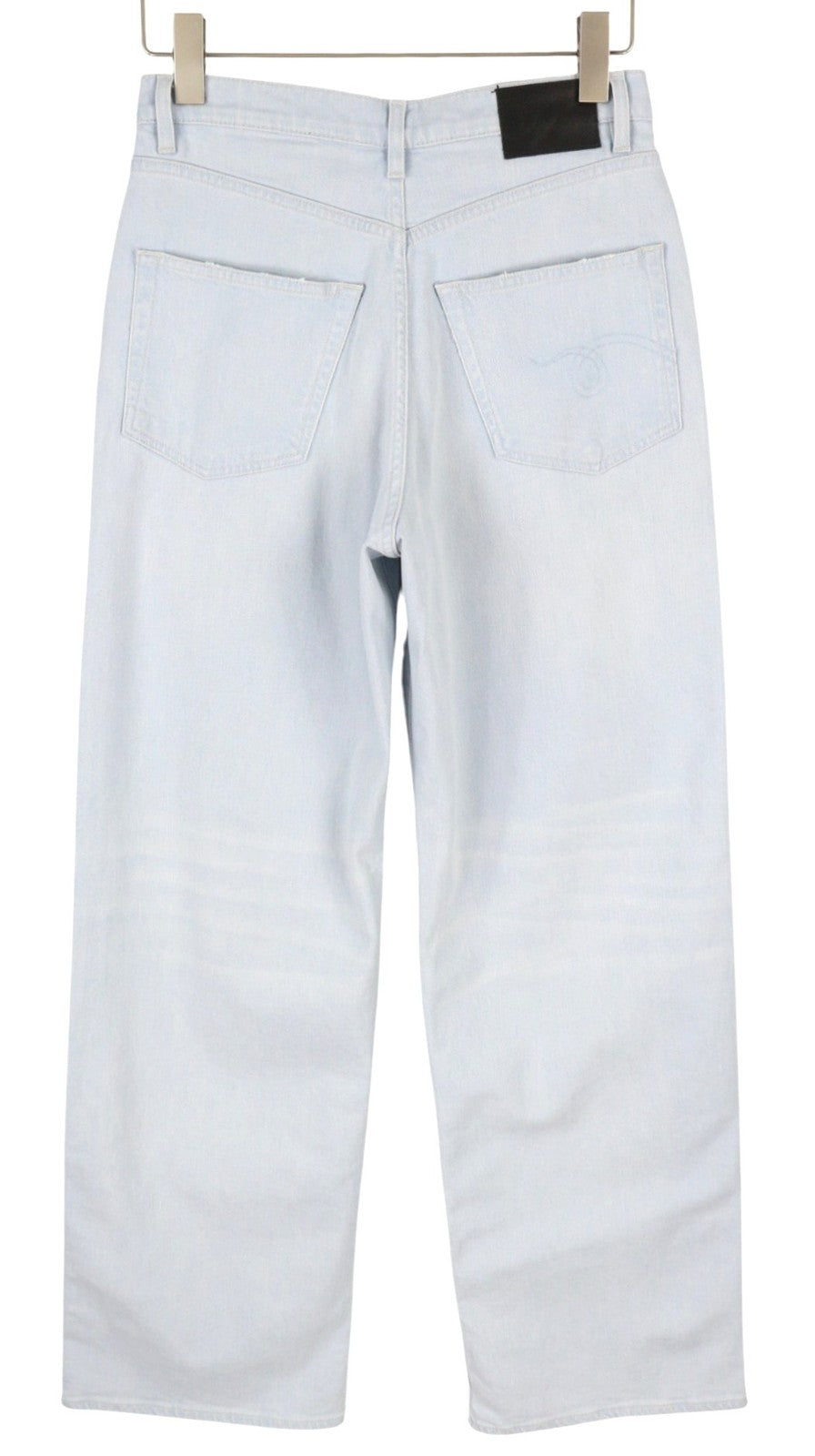 R13 Damon Pleated Women Jeans 23 Faded Blue Stretch Washed Wide Leg RRP595