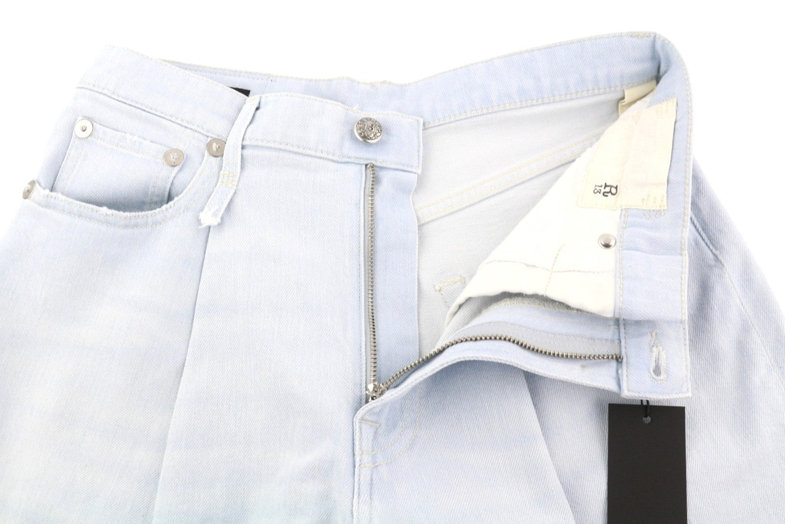 R13 Damon Pleated Women Jeans 23 Faded Blue Stretch Washed Wide Leg RRP595