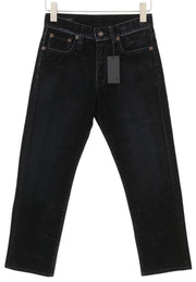 R13 Romeo Women Trousers 24 Flocked Black Velvet Cropped Ankle Straight Zip