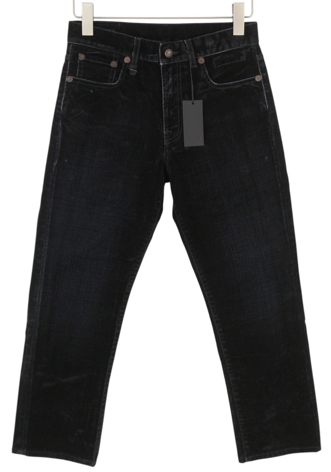 R13 Romeo Women Trousers 25 Flocked Black Velvet Cropped Ankle Straight Zip