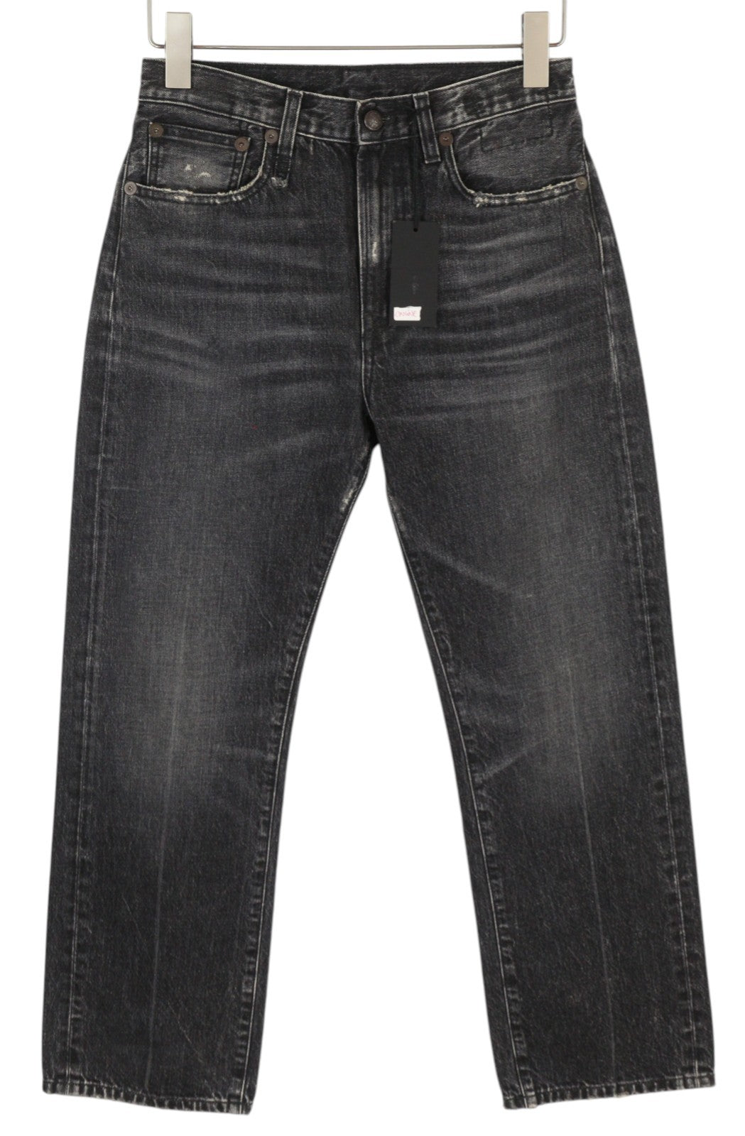 R13 Courtney Slim Women Jeans 27 Everit Black Faded High Waist Straight Fit